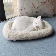 Cute Cat Statues For Home Decor, White Sleeping Kittens Plush Toy, Savannah/Beng - £48.35 GBP