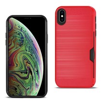 [Pack Of 2] Reiko iPhone XS Max Slim Armor Hybrid Case With Card Holder In Red - £18.00 GBP