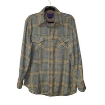 Vintage Ponderosa Mens Large Shirt Wool Nylon Plaid Flannel Button Shirt - $20.61