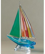 Hand Painted Venetian Glass Sailboat Art Glass Sculpture - £59.94 GBP