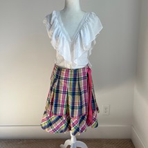 Lilly Pulitzer Vintage White Label Plaid Pleated Wrap Skirt - £30.66 GBP
