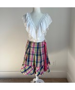 Lilly Pulitzer Vintage White Label Plaid Pleated Wrap Skirt - £30.57 GBP