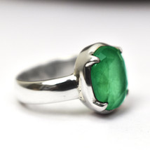 Natural Zambian Emerald Ring-Minimalist Ring-Vintage Solitaire Ring - £116.60 GBP