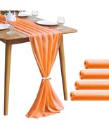 5 Pack 10Ft Chiffon Orange Table Runner Sheer 29X120 Inch For Romantic W... - $57.51 CAD