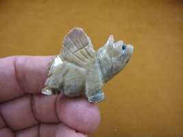 (Y-PIG-FL-3) little gray tan FLYING PIG carving pigs SOAPSTONE FIGURINE ... - $8.99