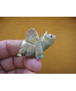 (Y-PIG-FL-3) little gray tan FLYING PIG carving pigs SOAPSTONE FIGURINE ... - $12.61 CAD