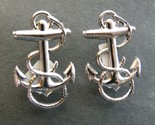 NAVY CHIEF PETTY OFFICER SET OF 2 BASIC ANCHOR LAPEL PIN 3/4 x 1.2 SILVE... - $9.94