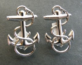 NAVY CHIEF PETTY OFFICER SET OF 2 BASIC ANCHOR LAPEL PIN 3/4 x 1.2 SILVE... - $9.94