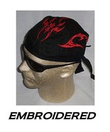 RED BLADE FLAMES Tribal EMBROIDERED FITTED BANDANA w/TIES Doo Do Rag Sku... - $187.62 MXN