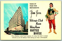 Radisson Hotel Viking Room Advertising Minneapolis MN UNP Chrome Postcard J13 - £4.05 GBP
