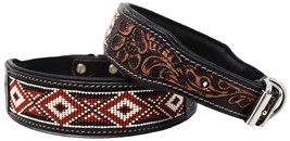 Handcrafted Beaded Tooled Leather Dog Collar Turquoise 60FK67 - £37.33 GBP+