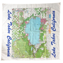 Lake Tahoe California Get Outa Town Vintage Bandana Map Handkerchief Scarf - £27.55 GBP