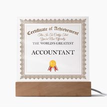 World&#39;s Greatest Accountant - Square Acrylic Plaque With LED Lights - £39.92 GBP