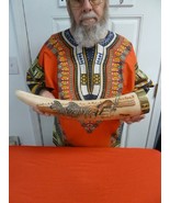 W-ELE-2) FAUX REPLICA ELEPHANT TUSK Zebra brass capped etched artwork - $11,462.27 MXN