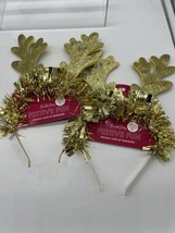 (2) Pack Party Light Up Antler Christmas Novelty Headband Gold Couples - £8.64 GBP