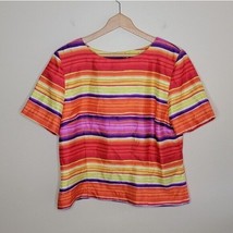 Sag Harbor | Sunset Striped Short Sleeve Button Back Structured Top, size 14 - £11.34 GBP