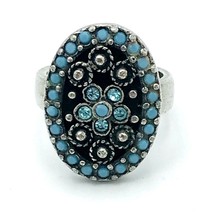 Vintage Southwestern Blue Tourmaline Turquoise Ring Size 6 - £18.76 GBP