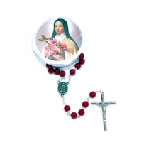 Religious Gifts Rose Scented Carved Wood Prayer Bead 19 Inch Rosary + Extra Gift - £14.15 GBP