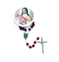 Religious Gifts Rose Scented Carved Wood Prayer Bead 19 Inch Rosary + Extra Gift - £13.44 GBP