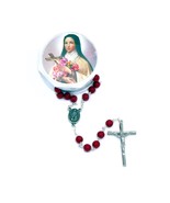Religious Gifts Rose Scented Carved Wood Prayer Bead 19 Inch Rosary + Ex... - €15,34 EUR