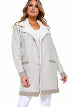 Women&#39;s Thick Knit Long Sleeves Sherpa Collar Open Front Cardigan (Gray,... - £87.60 GBP