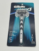 Vintage 98 Gillette Mach3 Mach 3 Triple Blade Shaving System Razor &amp; 1 C... - $26.18