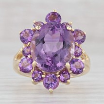 7.25 ctw Amethyst Cocktail Ring 14k Yellow Gold Size 6.5 - £1,798.55 GBP