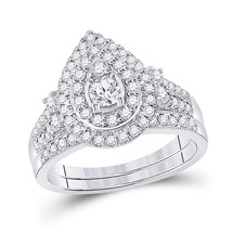 10kt White Gold Round Diamond Bridal Ring Band Set 1 Ctw (Certified) - £1,113.23 GBP