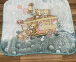 Vintage (Biederlack?) Fleece Throw Blanket Bears Riding Bus &amp; Holding Ba... - $44.64