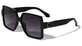 Dweebzilla Womens XL Oversized Square Retro Luxury Sunglasses (Black &amp; Gold Fram - £5.82 GBP