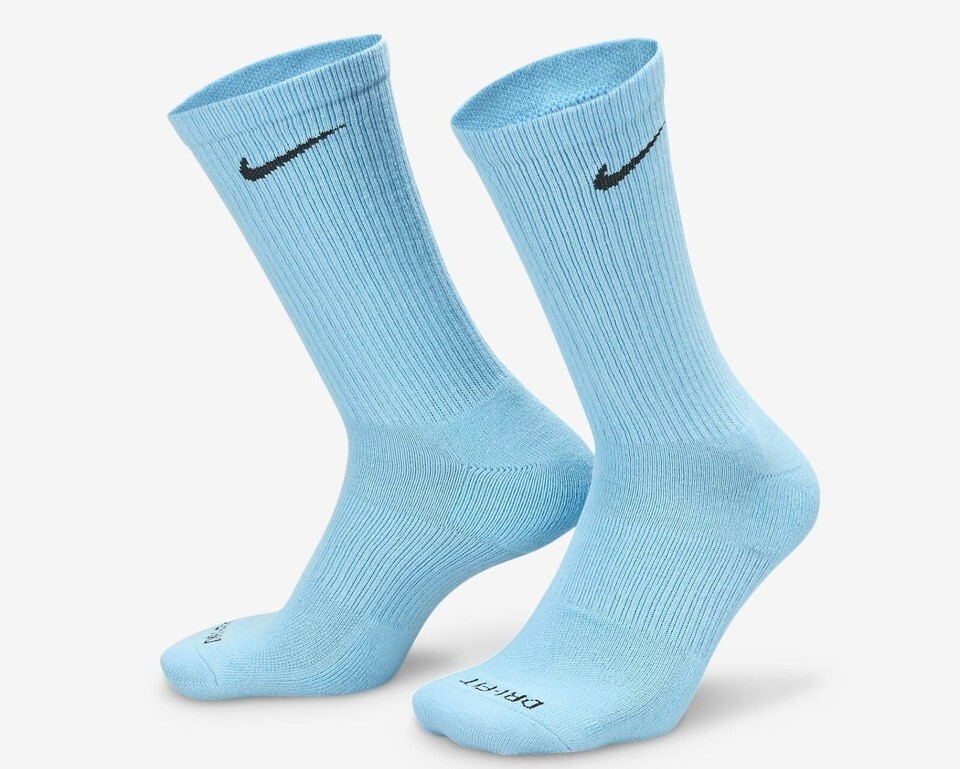2 PAIR NIKE EVERYDAY PLUS Performance Crew DRI-FIT Socks BLUE WOMENS SIZ... - $23.75
