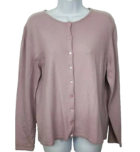 Sutton Studio 100% Cashmere Cardigan Sweater Womens L Lavender Bloomingdales - £31.88 GBP