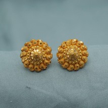 22K Gold Stud Earrings, Vintage Antique Design Indian Earrings wedding e... - £354.47 GBP
