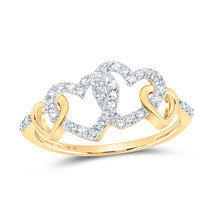 10K YELLOW GOLD ROUND DIAMOND DOUBLE HEART RING 1/4 CTTW - $278.80