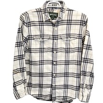 American Eagle Mens Plaid Shirt White Blue M Flannel Long Sleeve Button Up  - £11.71 GBP