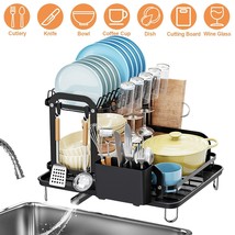 Drying Rack 2-Tier Stainless Steel Cutlery Drainer Drainboard Kitchen Co... - £47.09 GBP