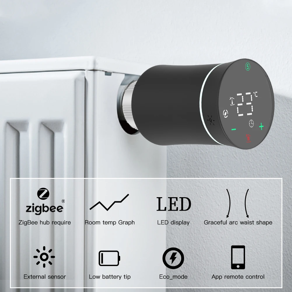 House Home Moes ZigBee TRV Thermostat Tuya Radiator Actuator Valve Smart Program - £49.70 GBP