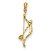 14K Yellow or White Gold Bow and Arrow Pendant - $3,647.25 MXN