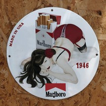 Vintage 1946 Marlboro Cigarette Manufacturer Porcelain Gas &amp; Oil Pump Sign - $125.00