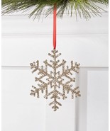 Holiday Lane Gold Glittered Plastic 6-Point Snowflake Christmas Tree Orn... - £7.89 GBP