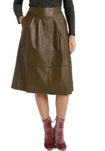 Women&#39;s Leather Skirt Genuine Soft Lambskin Brown Stylish Fashionable New Casual - £78.48 GBP+
