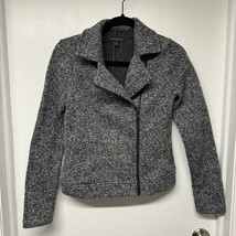 Banana Republic Black Gray Tweed Double Breasted Zip Up Moto Jacket Size XS - £19.06 GBP