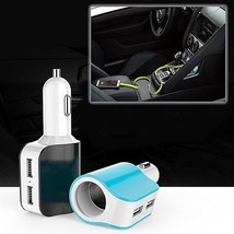 Color: Blue - Twin Ports 3 In 1 USB Car Charger Black and White - $43.99