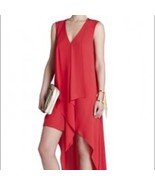 BCBGMaxAzria Red Tara Tiered Asymmetrical Midi Tank Dress V Neck Size M - $425.30 MXN