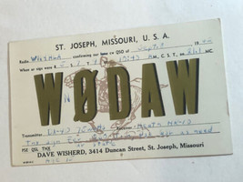 Vintage Ham Radio Card W0DAW St Joseph Missouri - $4.94