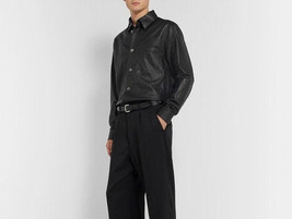 Hidesoulsstudio Mens Black Leather Shirt Jacket - £187.94 GBP