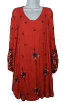 Free People Boho Long Sleeve Combo Festival Dress Size XS Red Floral Ope... - $39.55
