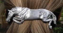 Jumping Hunter horse hair, scarf clip barrette Pewter Direct From Artist... - £22.07 GBP