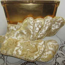 gold satin antique PLACE SETTING STOCKINGS set of 6, satin lined, w/hang... - $14.85