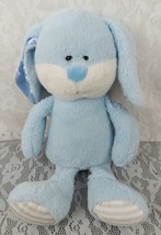 Gitzy Blue Bunny Rabbit Rattle White Baby Boy 15&quot; Plush Stuffed Animal T... - £14.65 GBP